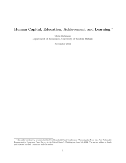 Human Capital, Education, Achievement and Learning