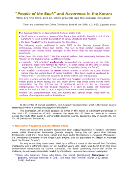 Original meaning of `People of the Book` / `naS&acirc;r&acirc;` in the Kora