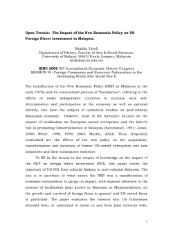 The Impact of the New Economic Policy on US Foreign Direct