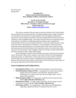 Syllabus Sociology 363&mdash;African American-Jewish