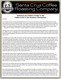Testimony by Colleen Crosby on the Coffee Crisis in the Southern
