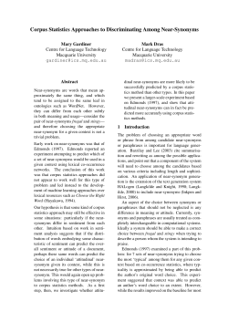 Corpus Statistics Approaches to Discriminating