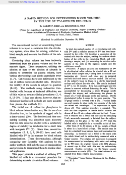 A RAPID METHOD FOR DETERMINING BLOOD VOLUMES