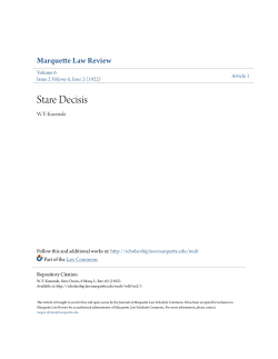 Stare Decisis - Marquette Law Scholarly Commons
