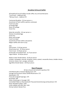 Buffet Menu - The Tewksbury Lodge