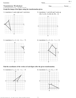 Geometry - Translations Worksheet with Rotations and Reflections