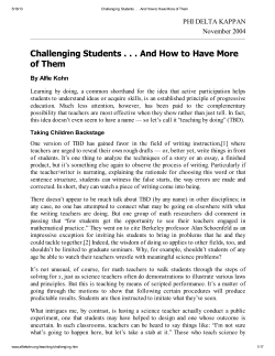 Challenging Students . . . And How to Have More of Them