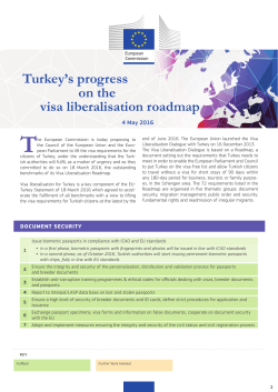 Turkey`s progress on the visa liberalisation roadmap