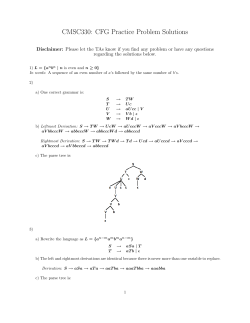 CMSC330: CFG Practice Problem Solutions