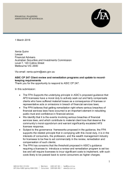 ASIC CP 247 Client review and remediation programs and