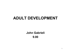 Lecture 18: Adult Development