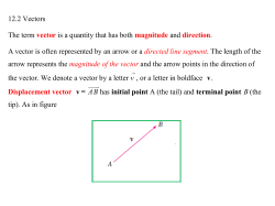 12.2 Vectors The term vector is a quantity that has both magnitude