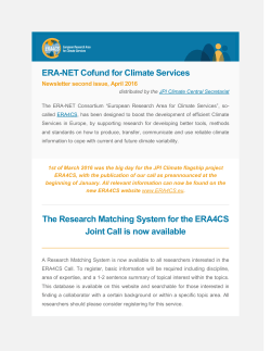 ERA4CS Newsletter second issue - April 2016