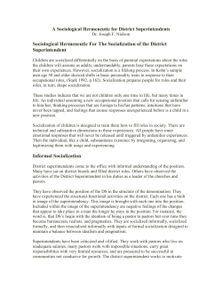 Sociological Hermeneutic For The Socialization of the District
