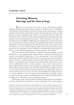 Orienting Mimesis: Marriage and the Book of Songs