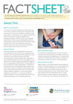 Sweat Test - The Sydney Children`s Hospitals Network