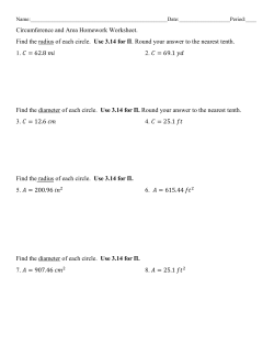 Circumference and Area Homework Worksheet. Find the radius of