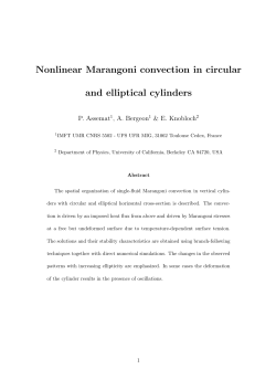 Nonlinear Marangoni convection in circular and elliptical cylinders