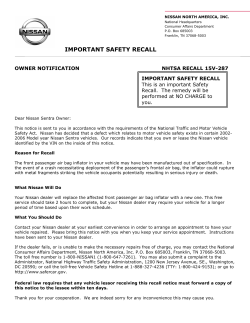 IMPORTANT SAFETY RECALL