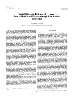 Hypoxanthine as an Indicator of Hypoxia: Its Role in Health
