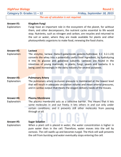 HighFour Biology Round 1 Category D: Grades 11 &ndash; 12 Friday