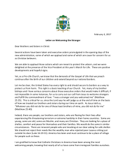 17feb03 Bishop Malesic letter on welcoming stranger FINAL