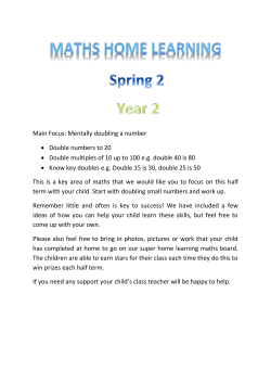 Main Focus: Mentally doubling a number &bull; Double numbers to 20