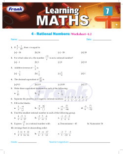 4 - Rational Numbers:Worksheet&ndash;4.2