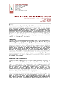 India, Pakistan and the Kashmir Dispute
