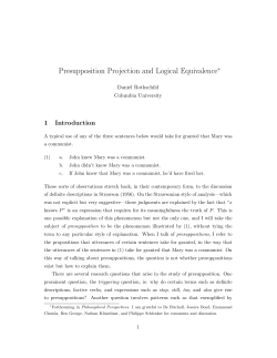 Presupposition Projection and Logical