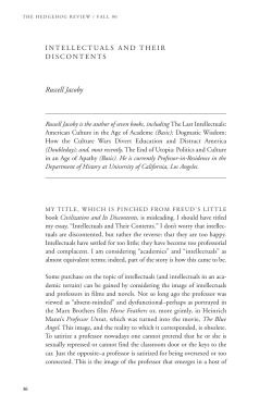 Intellectuals and Their Discontents - Institute for Advanced Studies in