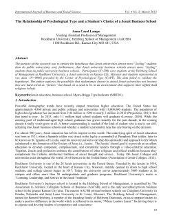 The Relationship of Psychological Type and a Student`s Choice of a