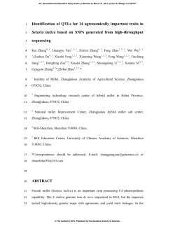 Identification of QTLs for 14 Agronomically Important Traits in Setaria