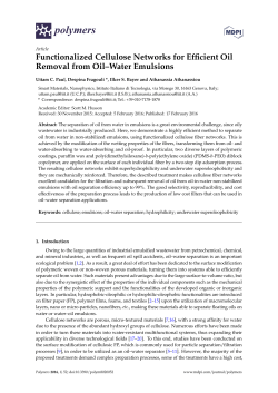 Functionalized Cellulose Networks for Efficient Oil Removal from Oil