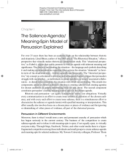 The Salience-Agenda/ Meaning-Spin Model of Persuasion Explained