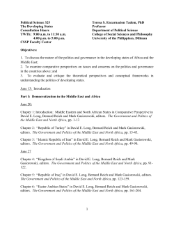 Political Science 325 Teresa S. Encarnacion Tadem, PhD The