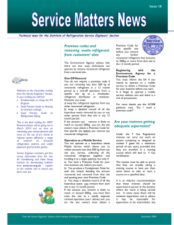 Premises codes and removing waste refrigerant from customers