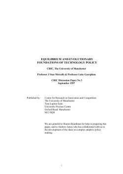equilibrium and evolutionary foundations of technology policy