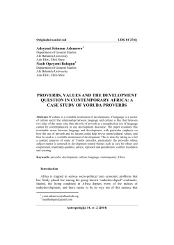 proverbs, values and the development question in