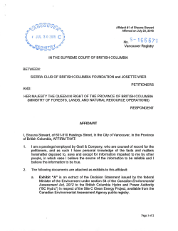 Sierra Club BC and Josette Wier Affidavit #1