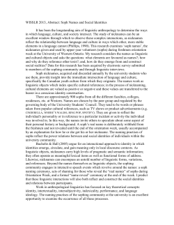 Soph Names and Social Identities