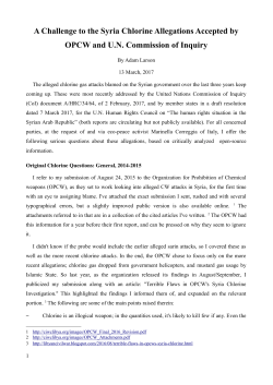 A Challenge to the Syria Chlorine Allegations Accepted by OPCW