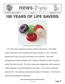 Advanced, Vol. XV, Edition 4, 100 Years of Life Savers, September