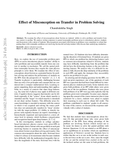Effect of Misconception on Transfer in Problem Solving