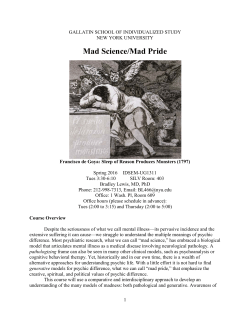 Mad Science/Mad Pride - NYU Gallatin School of Individualized Study