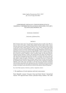 Literariness and Racial Consciousness in Paule Marshall`s Memoir