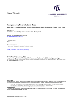 Aalborg Universitet Making a meaningful contribution to theory Boer