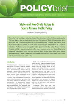 State and Non-State Actors in South African Public Policy