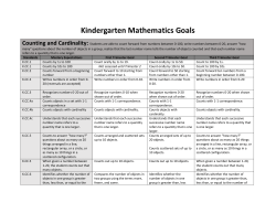 Kindergarten Mathematics Goals