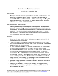 Common Reason for Academic Failure - Evidence